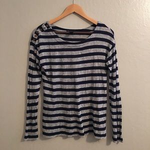 Blue and grey striped shirt